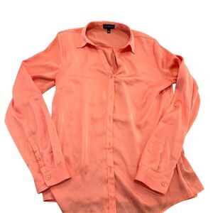 The limited Silk Button-Up Shirt Orange Size S‎ Long Sleeve